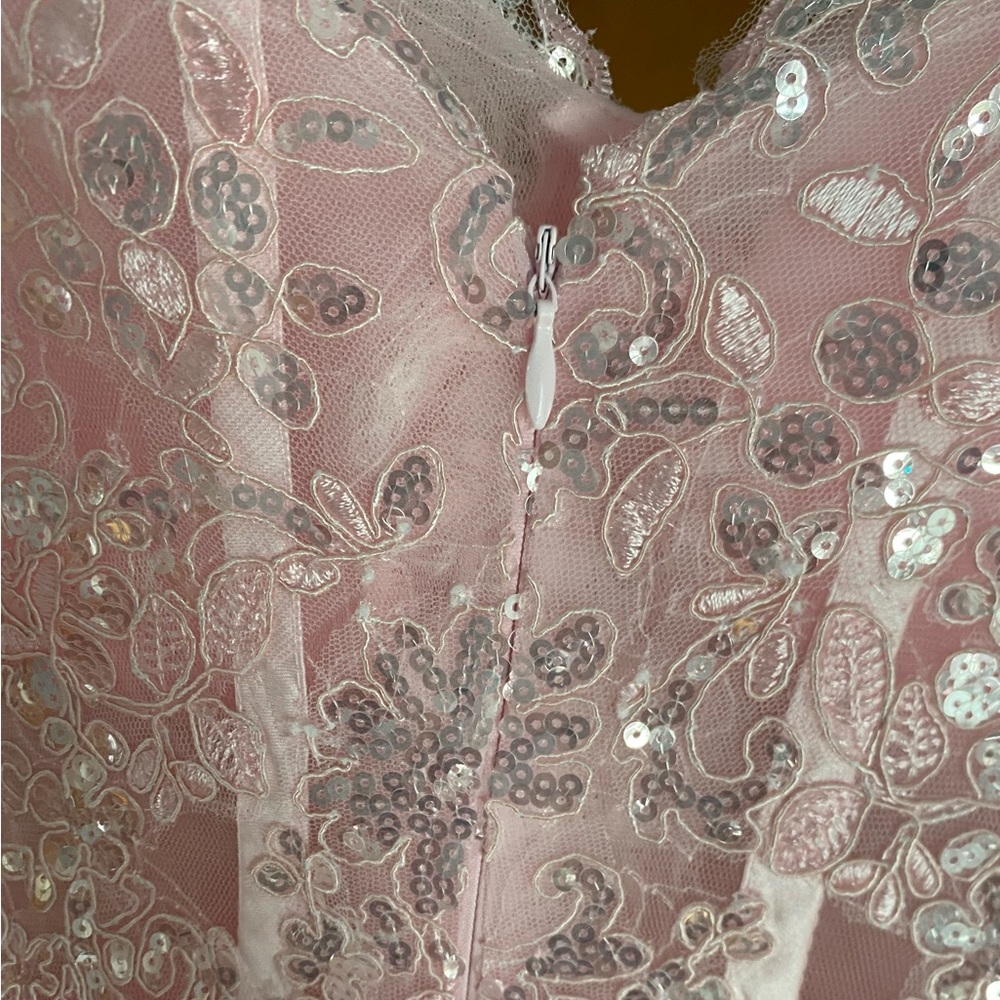 Off the shoulder long pink prom dress with thigh high slit - Picture 5 of 5